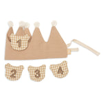 Jollein Teddy Bear birthday crown laid flat with detachable numbered patches 1, 2, 3 and 4