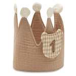 Jollein Teddy Bear birthday crown with number 1 patch and cream pom-poms