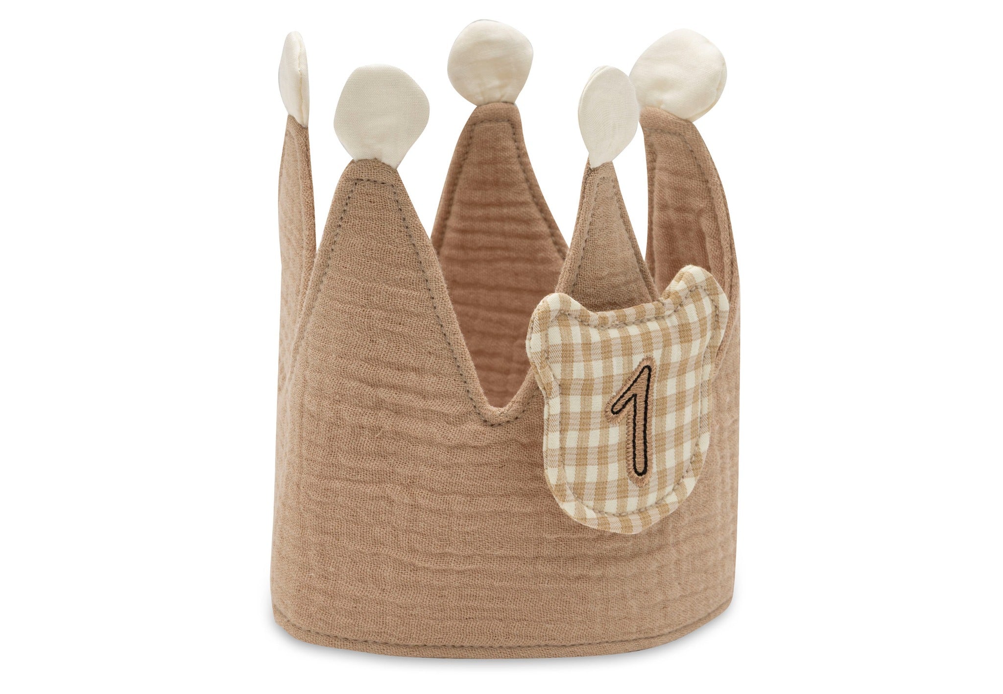 Jollein Teddy Bear birthday crown with number 1 patch and cream pom-poms