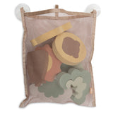 Jollein Kangaroots bath puzzle pieces packed in a mesh bag with two suction cups