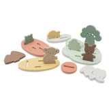Jollein Kangaroots bath foam playset with animal and tree figures fitted into floating bases