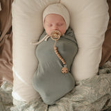 Mushie | Silicone Baby Pacifier Clip - Hera Faux Wood