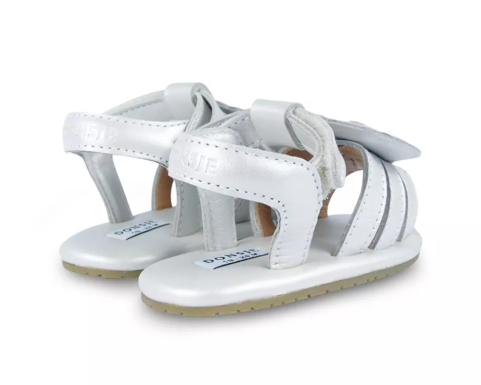 Donsje | Baby Shoes Vazi Peacock - Off White Metallic Leather