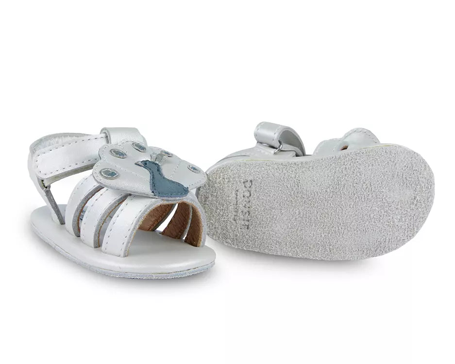 Donsje | Baby Shoes Vazi Peacock - Off White Metallic Leather