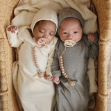 Mushie | Silicone Baby Pacifier Clip - Hera Faux Wood