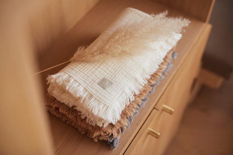 Jollein | Muslin Blanket with Fringe 75x100cm - Ivory