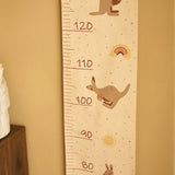 Close-up of the Jollein Kangaroots growth chart hanging on a nursery wall