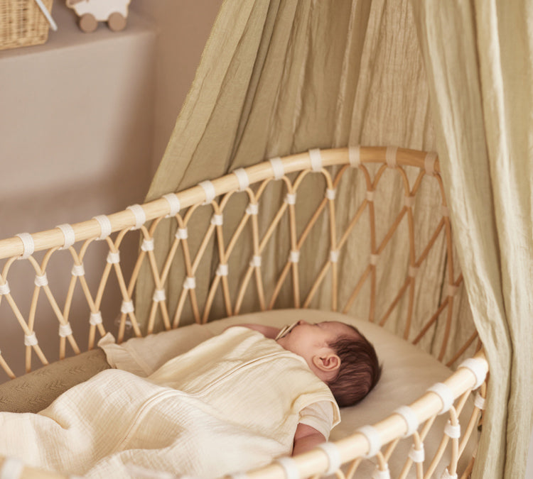 Baby in Jollein Sleeping Bag Muslin - Oatmeal