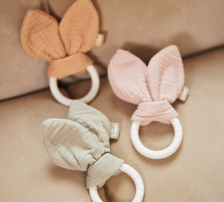 Jollein Silicone Teether Bunny Ears - Olive Green with other colors