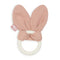 Jollein silicone teether with bunny ears in rosewood color