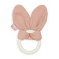 Jollein silicone teether with bunny ears in rosewood color