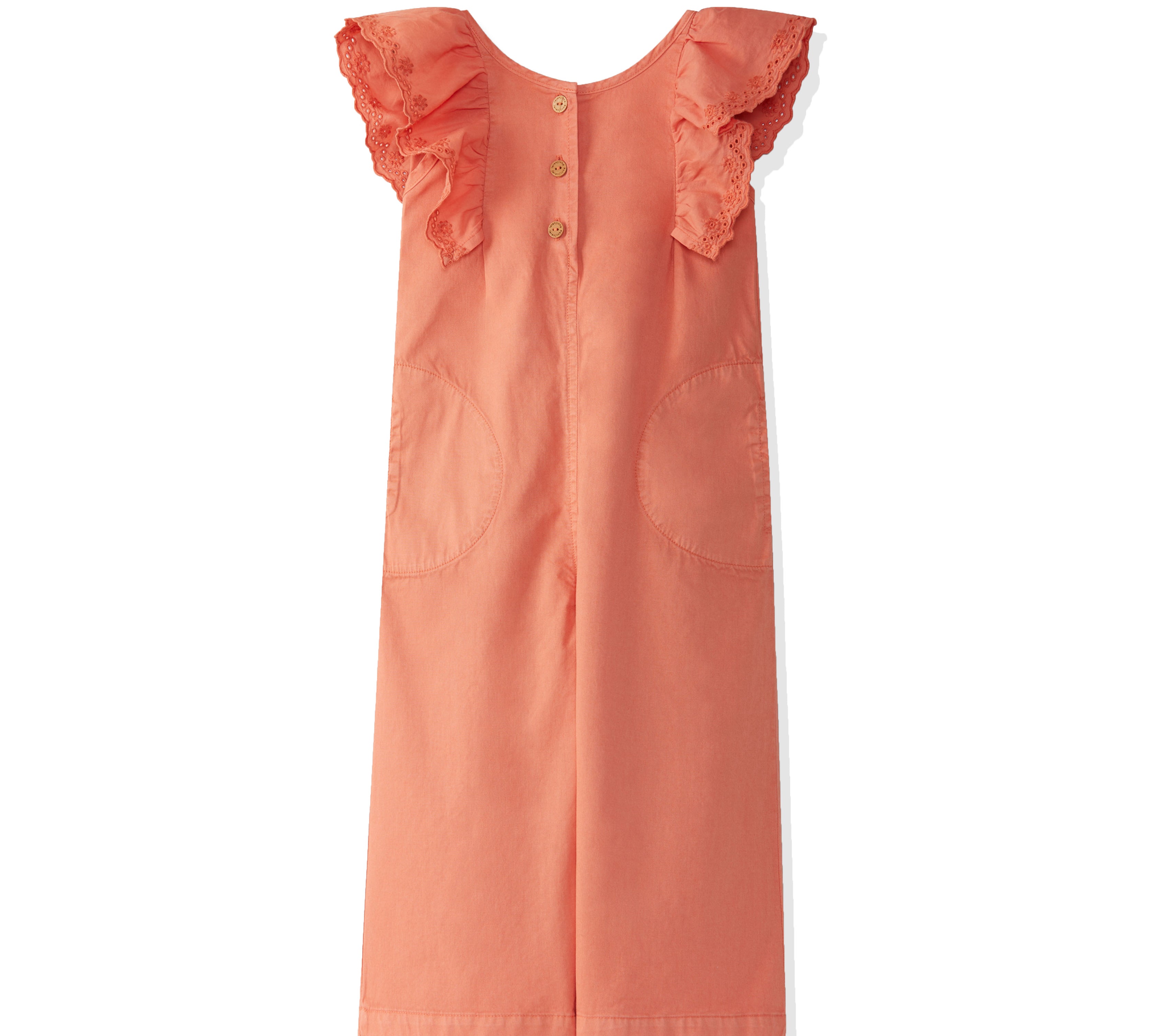 Laranjinha dungarees one piece with ribbon in coral color