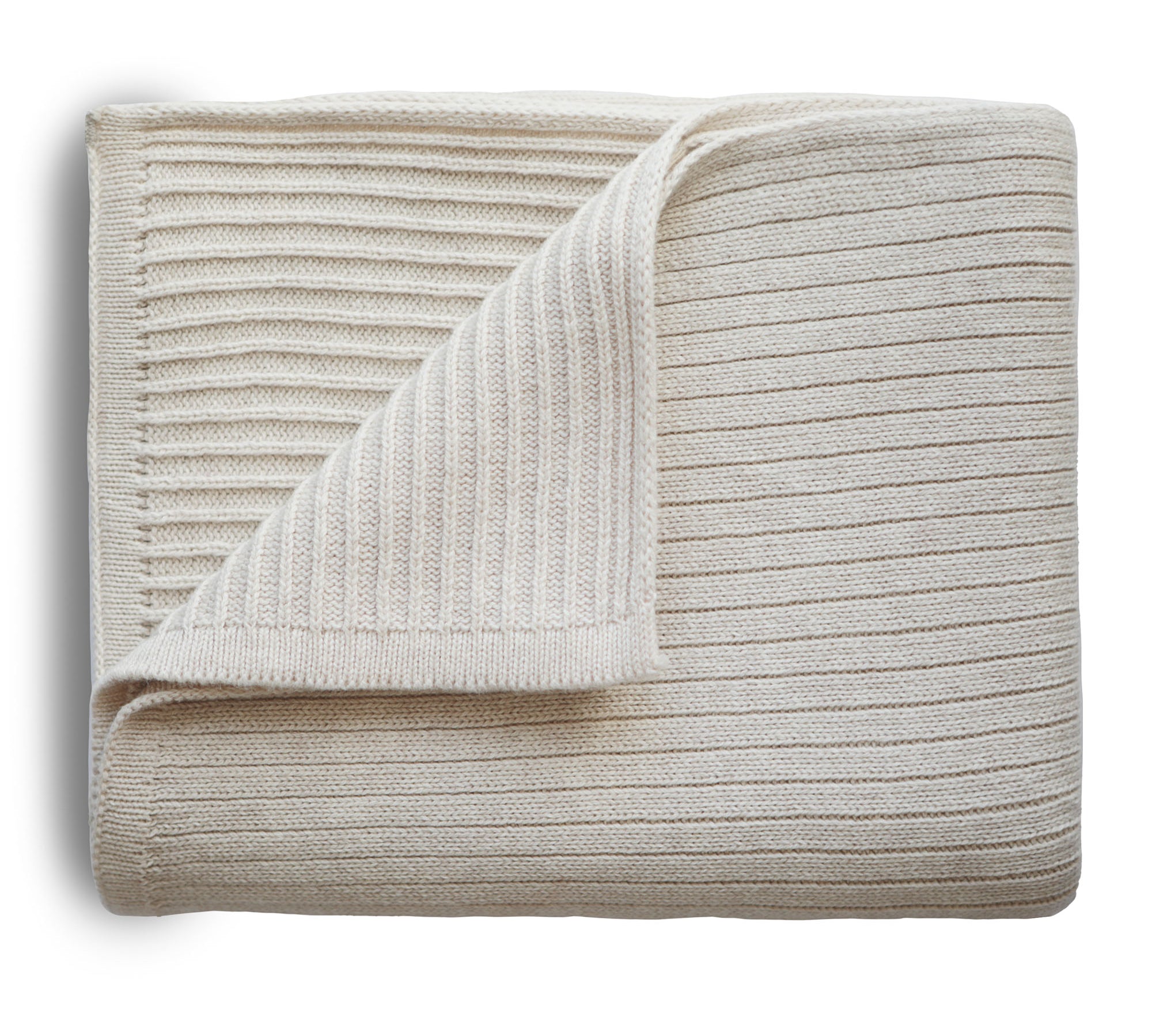 Mushie knitted baby blanket ribbed beige melange