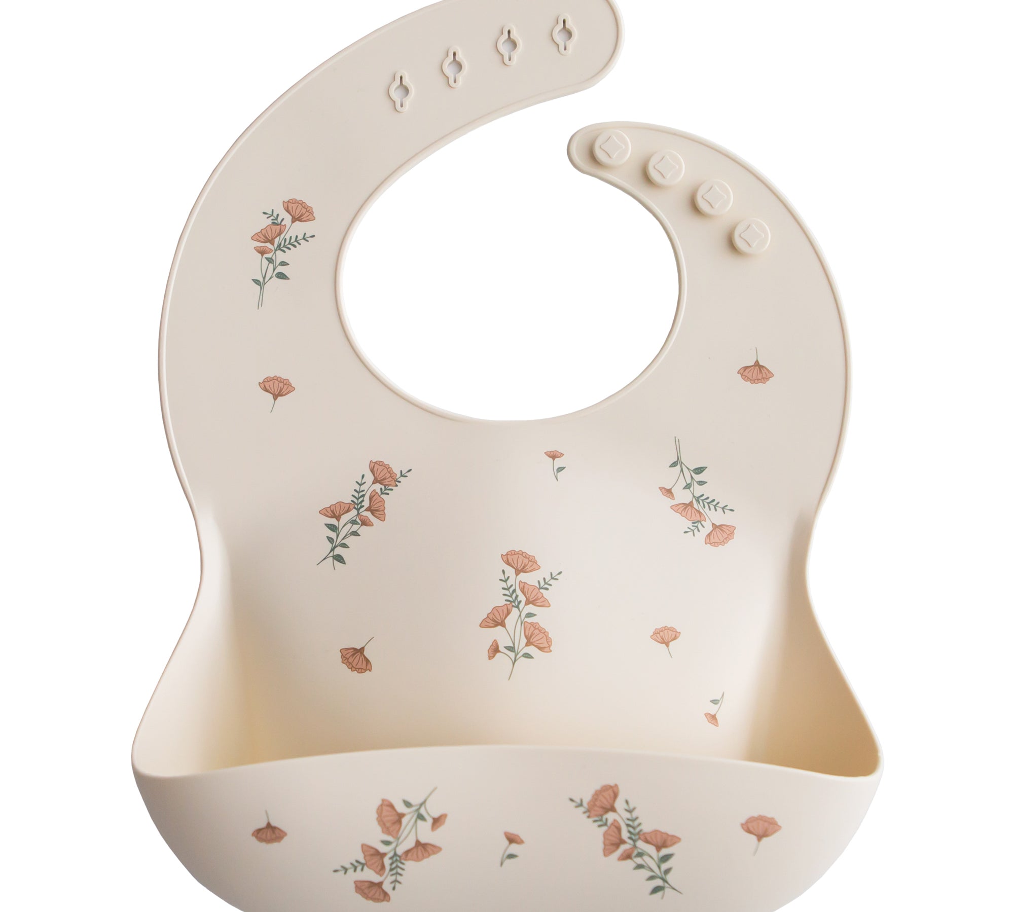 Mushie silicone bib pink flowers