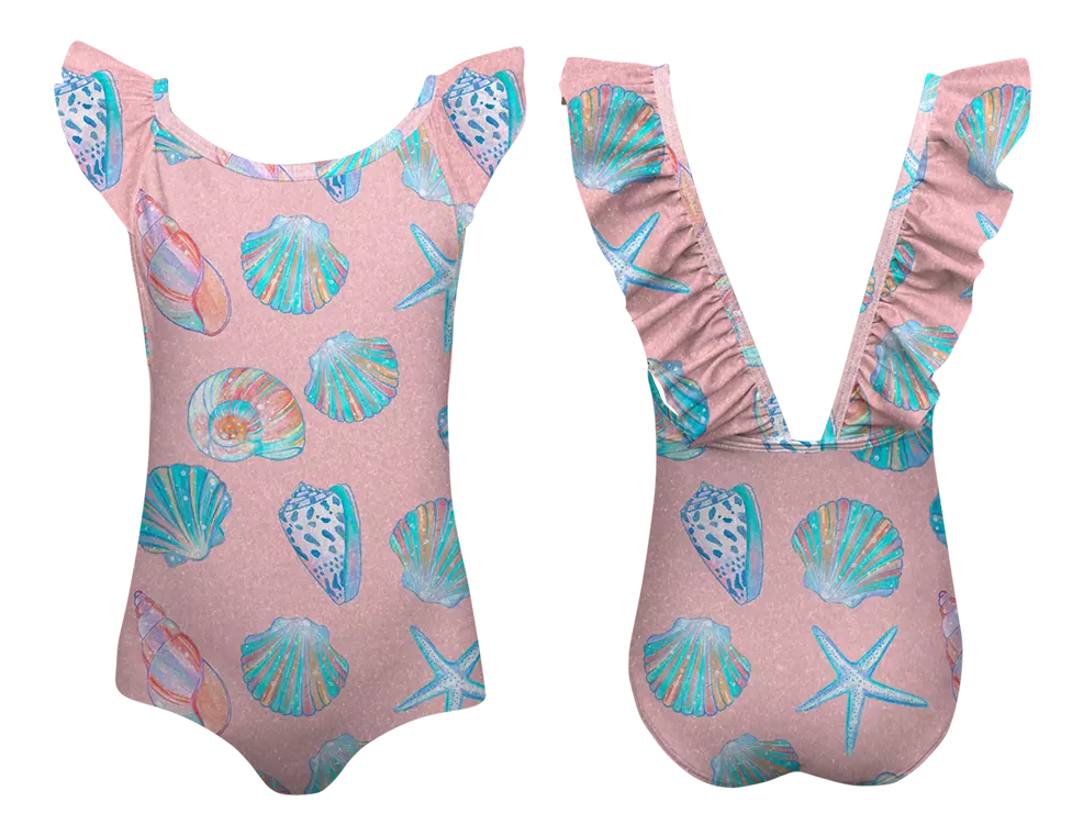 Pepita & Me Mile swimsuit onepiece conchas rosado brillante