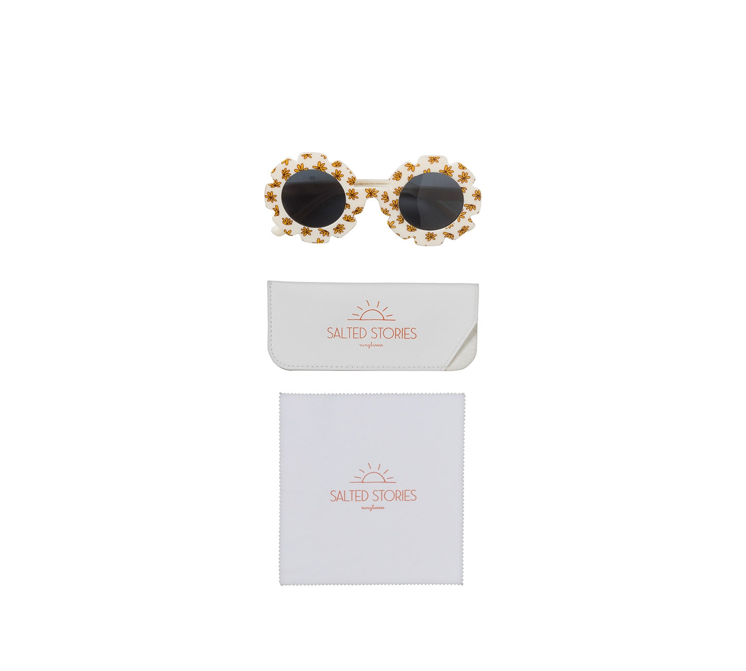 Salted Stories Pansy Sierra flower sunglasses in Shortbread styled summer look for kids