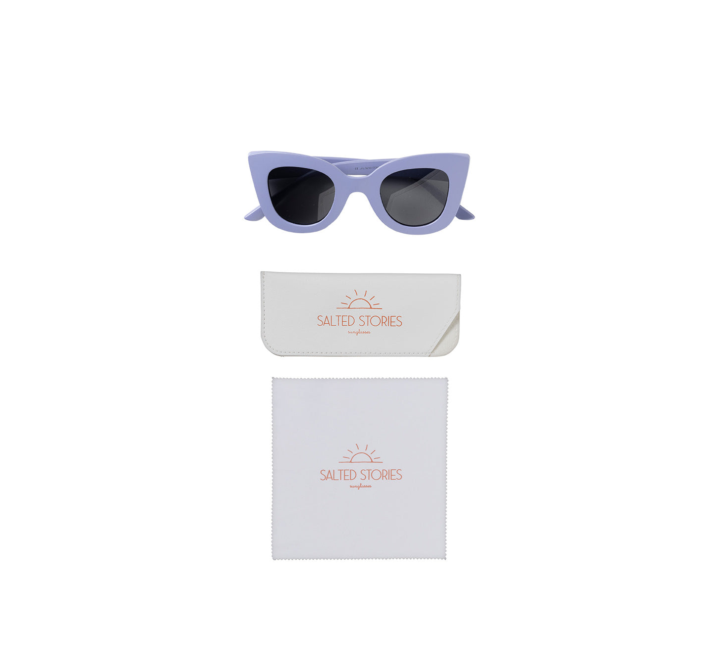 Salted Stories Cat Eye sunglasses in Persian Violet close-up lifestyle photo