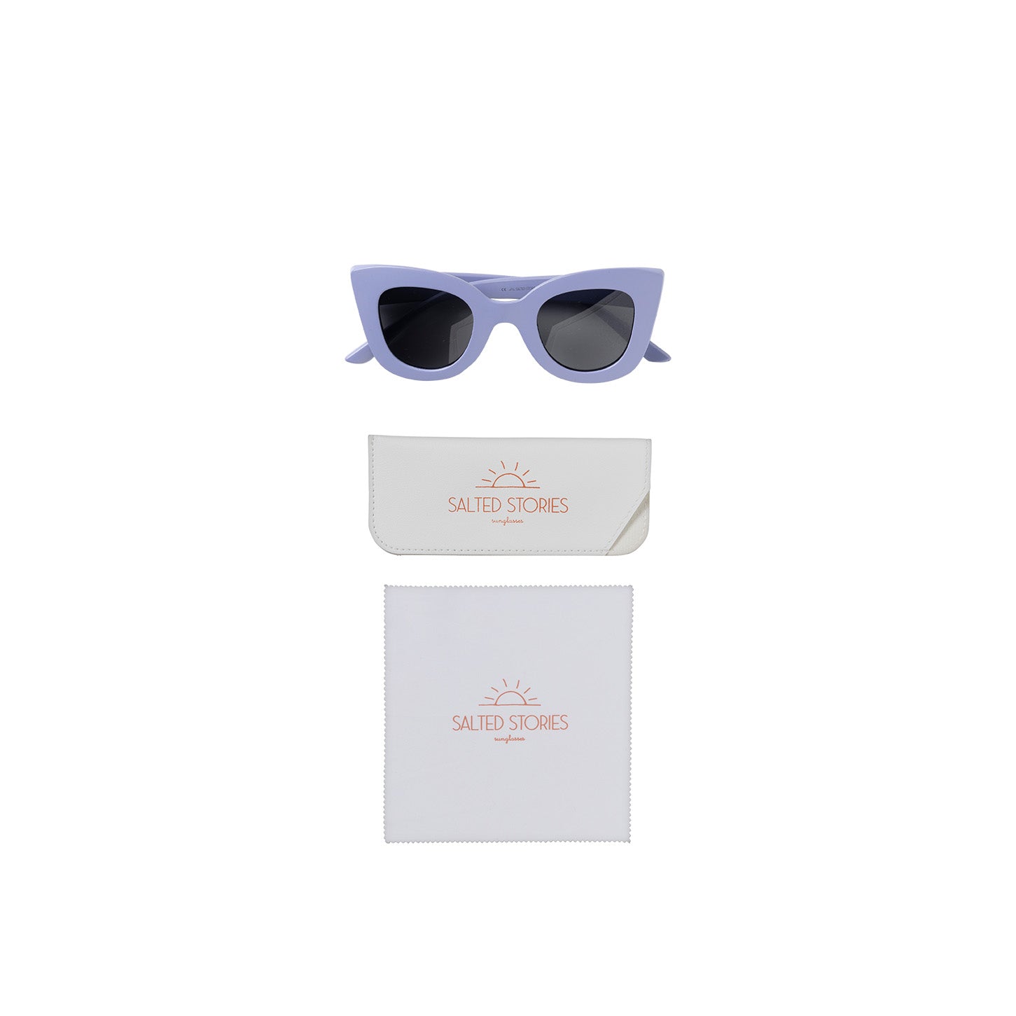 Salted Stories Cat Eye sunglasses in Persian Violet close-up lifestyle photo