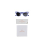 Salted Stories Cat Eye sunglasses in Persian Violet close-up lifestyle photo