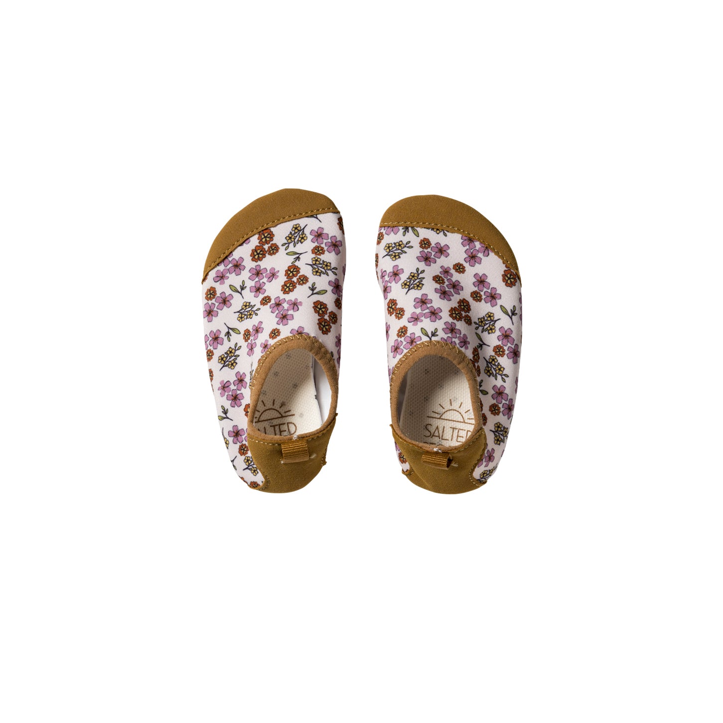 Salted Stories Sparkly Flowers water shoes front product image for kids