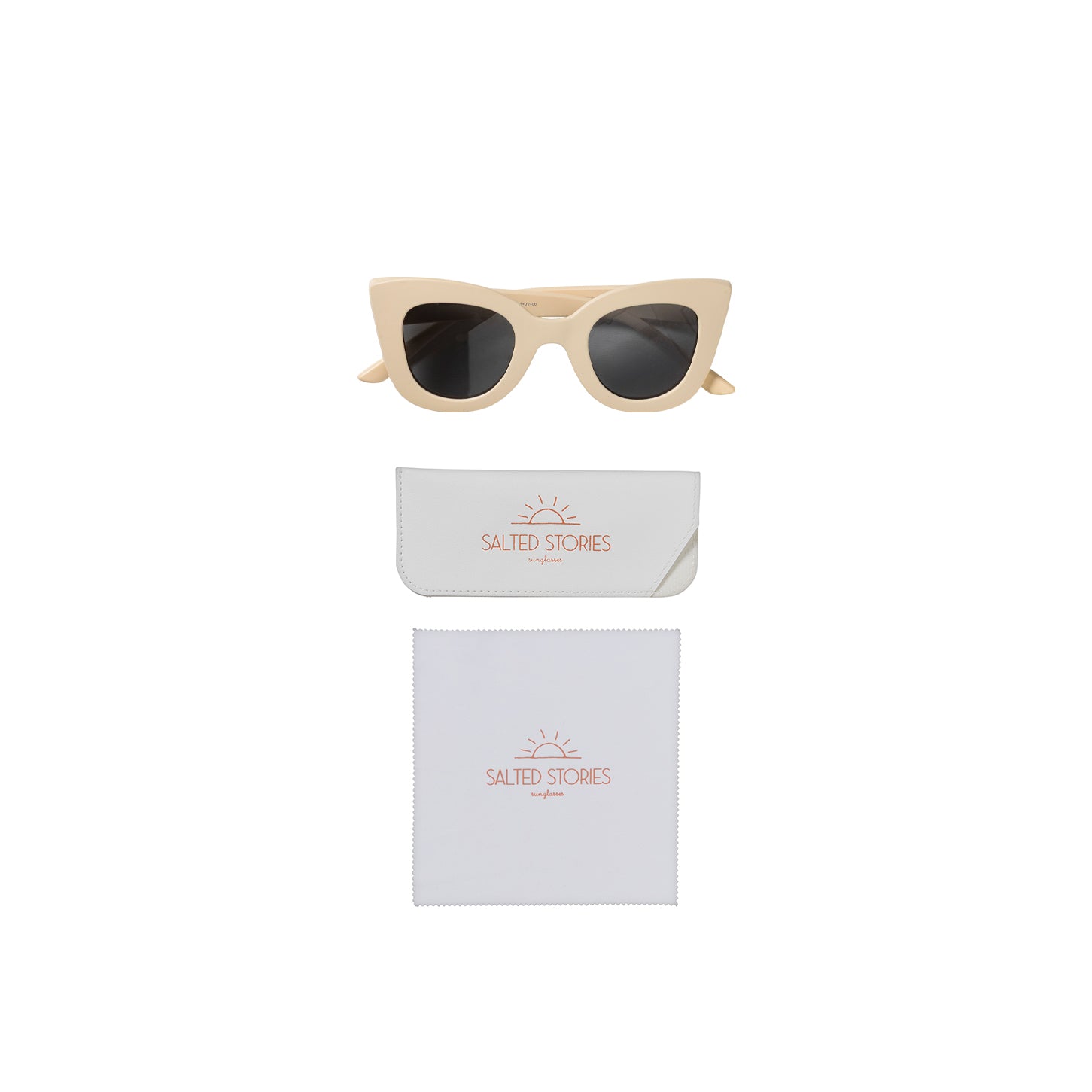 Salted Stories White Swan Cat Eye sunglasses side view for kids