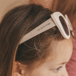 Salted Stories Cat Eye sunglasses in White Swan sunny day styling