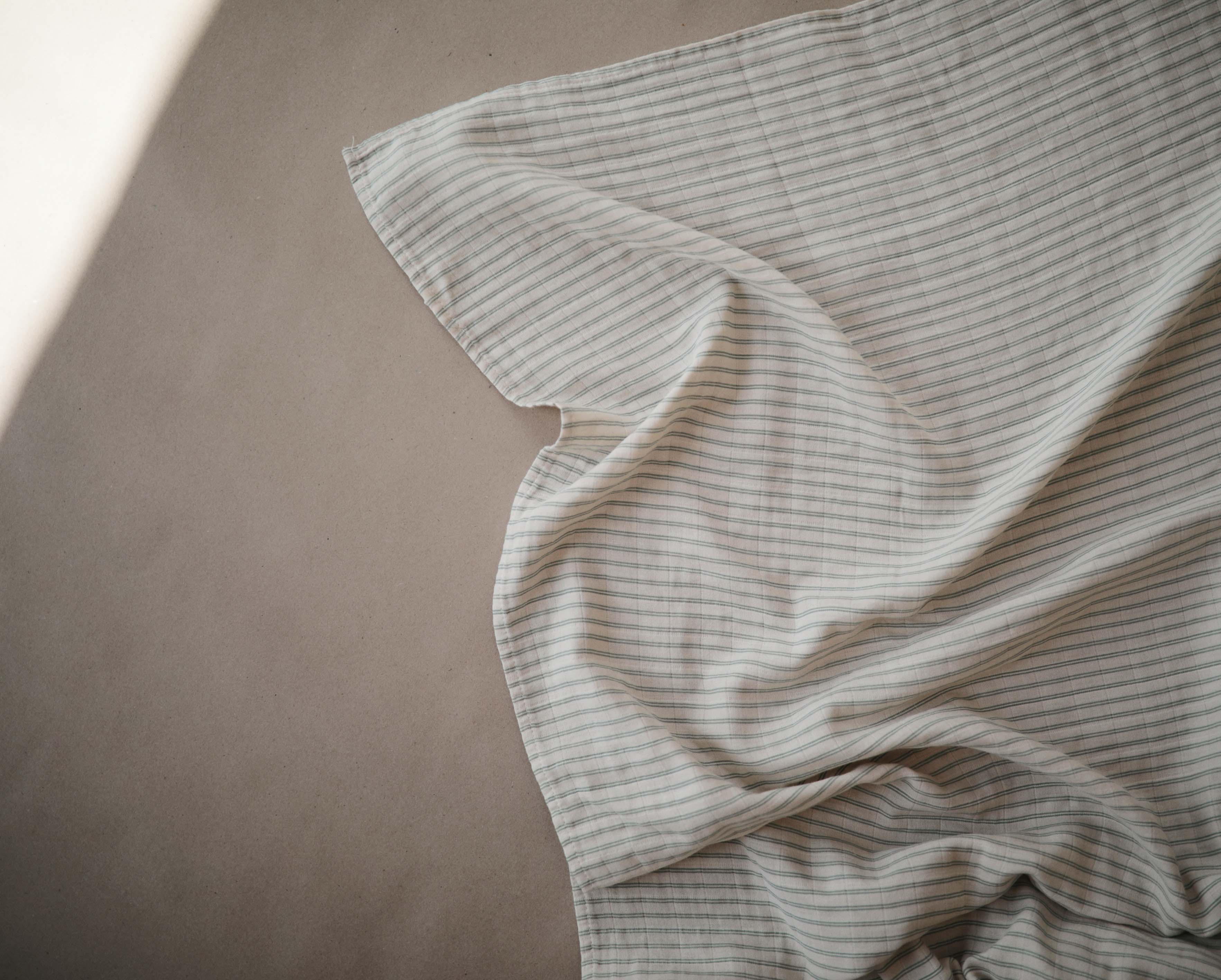 Mushie | Swaddle - Sage Stripe