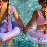 Swim Essentials 55cm Swim Ring  Lila Hearts Transparent 2 girls hand in hand
