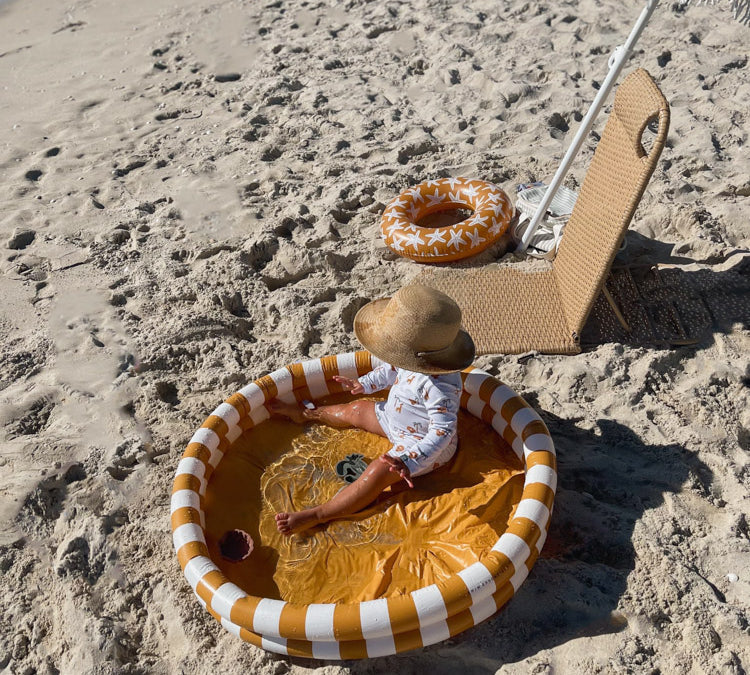 Swim Essentials Childrens Pool Yellow Stripes on the beach