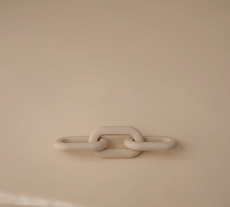 Mushie Teether Links Shifting Sand lifestyle