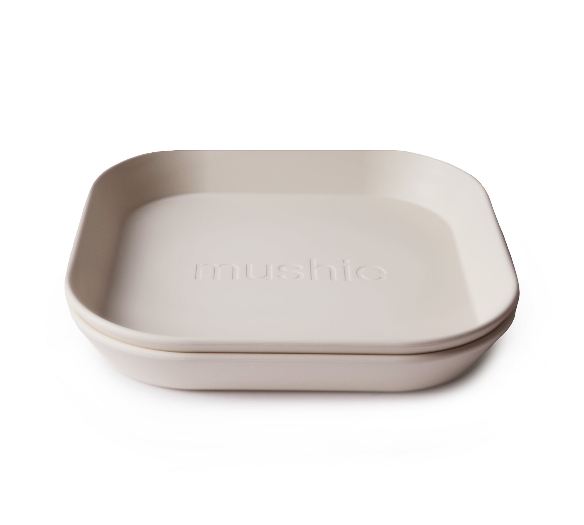 Mushie dinner plate square ivory 2-pack