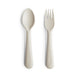 Mushie fork and spoon set ivory